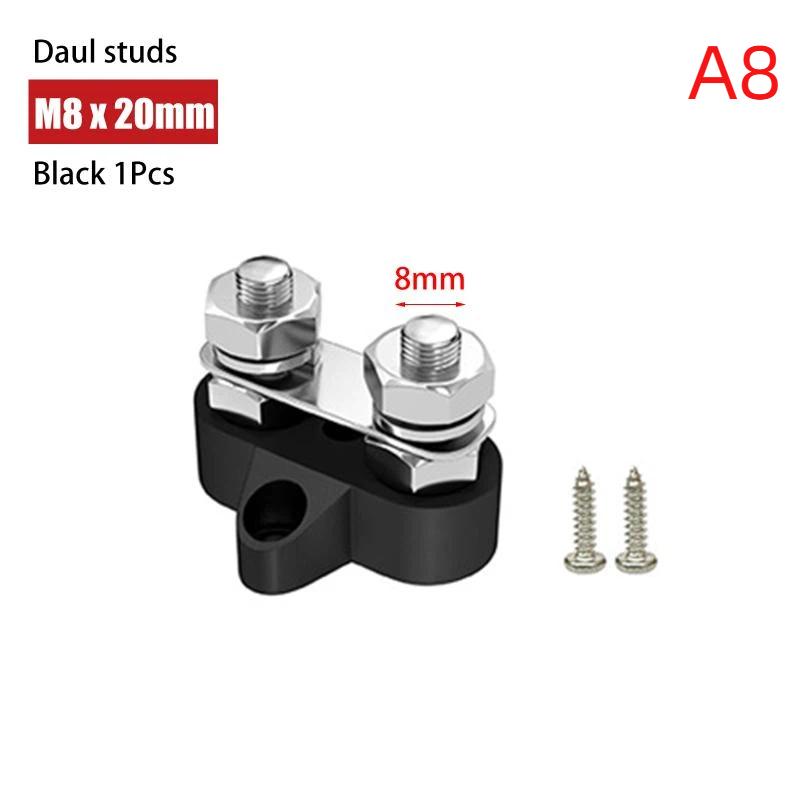 Single/Dual Terminal Block Stud 12-48V Bus Bar Power Terminal Block Positive Negative Fixed Wiring Bolts For Truck Rv Boat