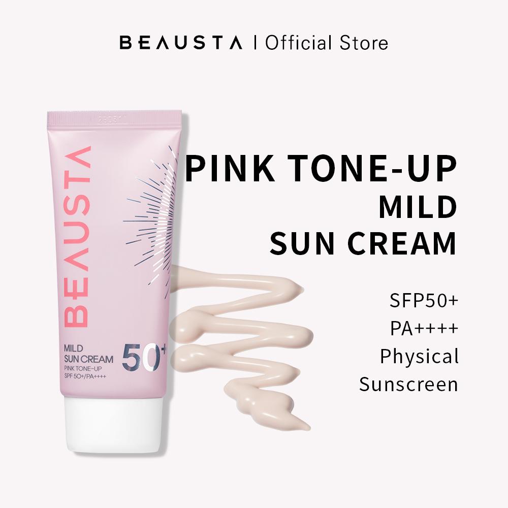 BEAUSTA РОЗОВЫЙ ТОНИРУЮЩИЙ МЯГКИЙ СОЛНЦЕЗАЩИТНЫЙ КРЕМ SPF50+ PA++++ (50г) Физический солнцезащитный крем