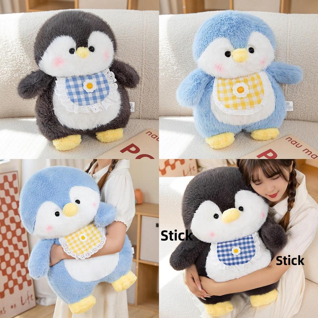 Penguin Doll Plush With Checkered Scarf Decoration For Kids Play Gift And