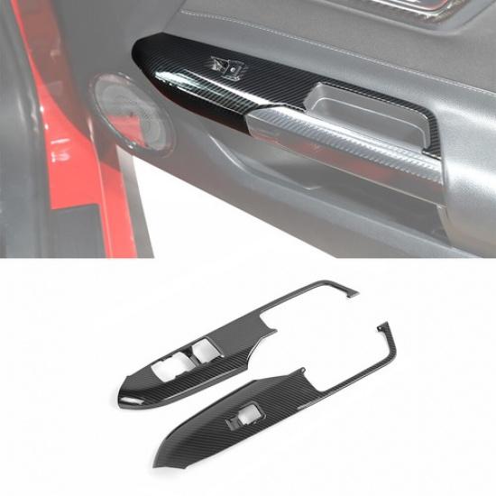 

2pcs Car Window Lift Panel Decor Cover Trim Carbon Fiber for Ford Mustang 2015+