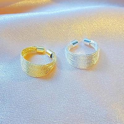 Open Ring for Women Light LuxuryGold Multi-Layered Waterproof Metal Chic France Jewelry Personality Temperament Accessories Gifts