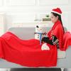 Santa Claus & Snowman Flannel Blanket - Double-Sided Cartoon Christmas Gift