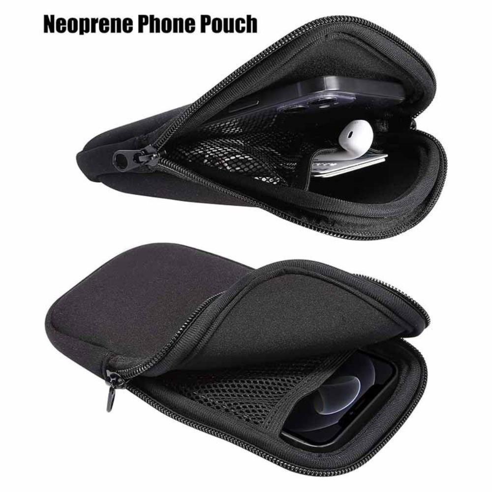 New Neoprene Mobile Phone Bag Zipper Shockproof Cellphone Storage Bag Solid Color Portable Travel Storage Pouch