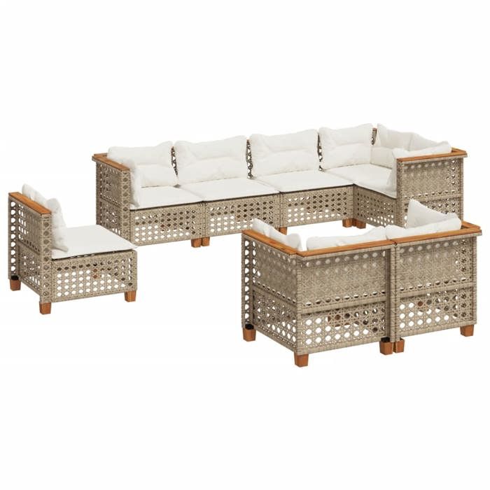VidaXL Garden Lounge Set with Cushions 8 Pcs Beige Braided Resin 3261904