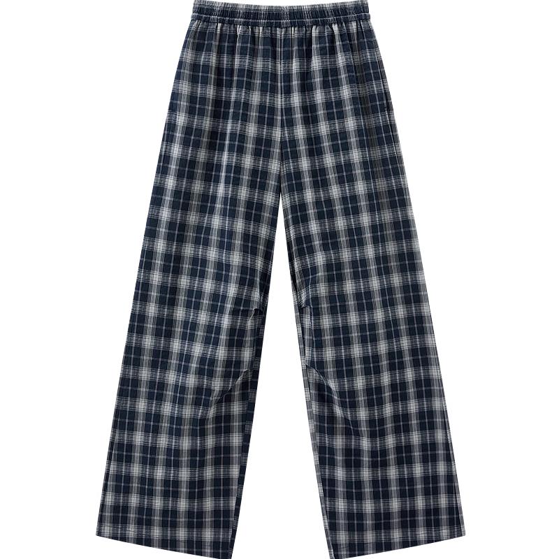

Ledian Color-Block Plaid Wide-Leg Casual Pants M/160