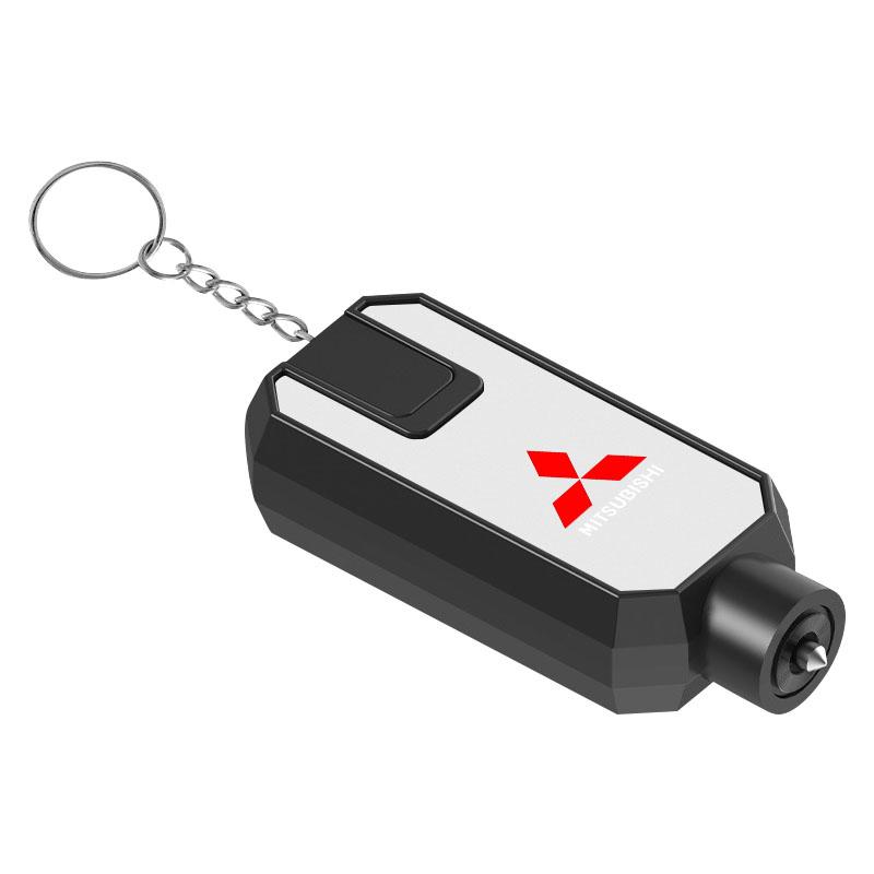 1 Stück Auto-Fensterbrecher-Hammer, Gurtschneider mit Schlüsselanhänger-Emblemen für Mitsubishi Lancer ASX Mirage Pajero Xpander Attrage