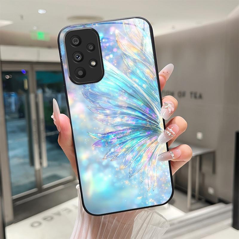 

Cute Cartoon Cats Flower Case For Samsung Galaxy A52 A52S A72 4G 5G Tempered Glass Phone Case Protective Back Cover Hard Shell Samsung Galaxy A52S