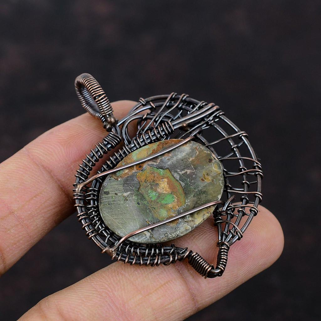 Fruit Jasper Pendant Copper Wire Wrapped Pendant Handmade Copper Jewelry Gemstone Pendant Wire Wrapped Fruit Jasper Jewelry Engagement Gift