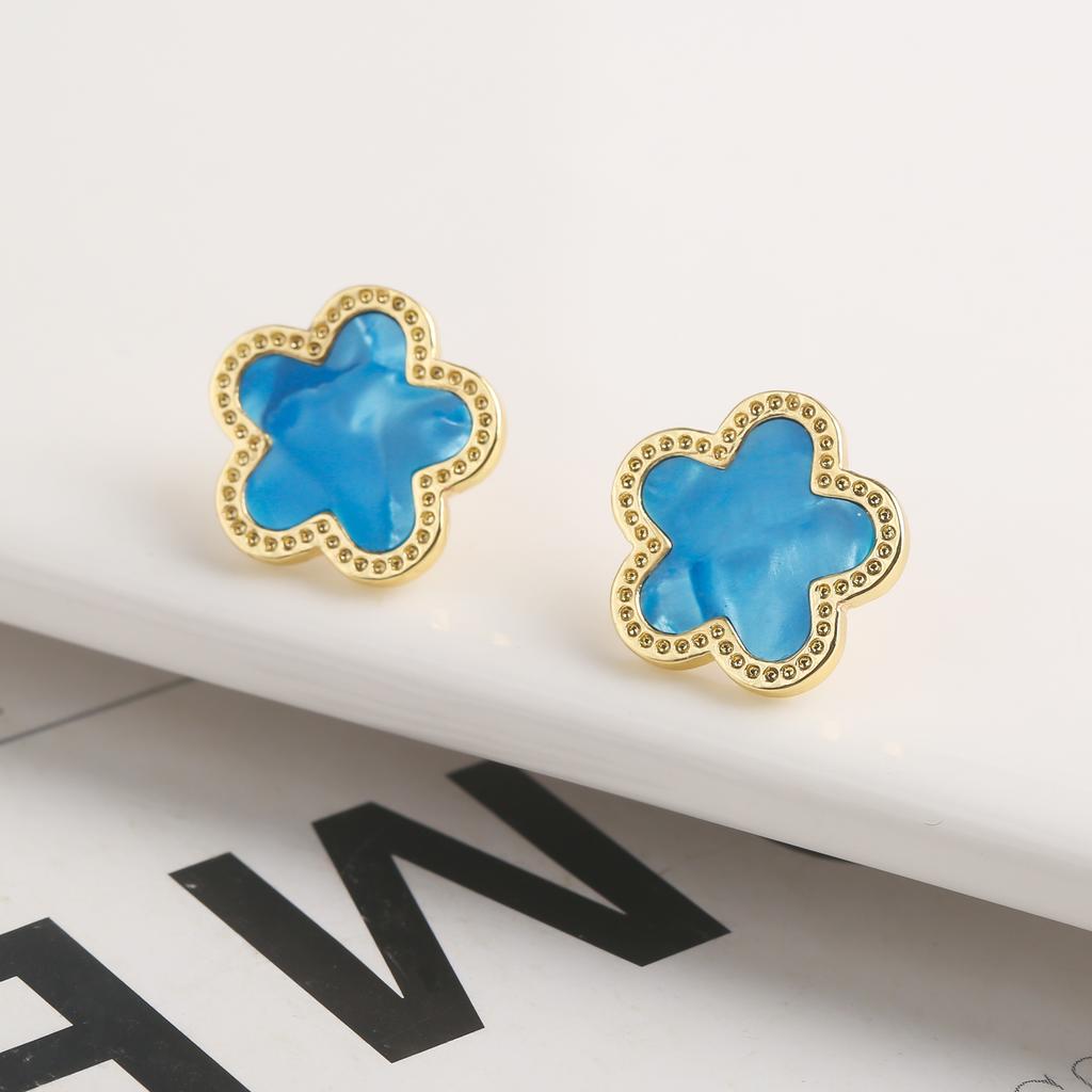 New Sweater Chain Five Point Star Creative Plant Plum Blossom Jewelry Set Shell Simple Bracelet/Necklace/Earrings Women's Clover