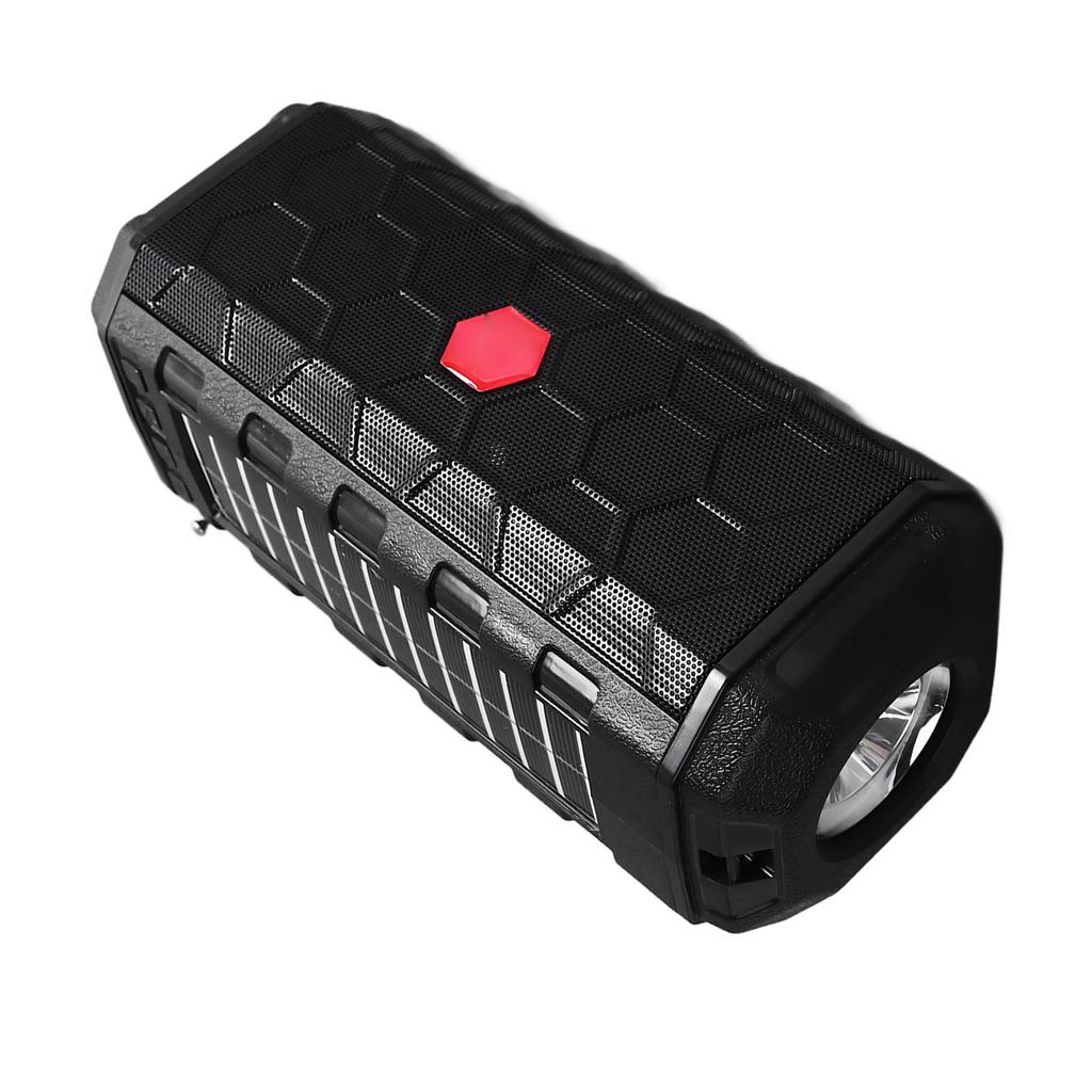 Solar Bluetooth Speaker Solar Panel Waterproof 1200mAh Bright Flashlight Radio Function Shoulder Str