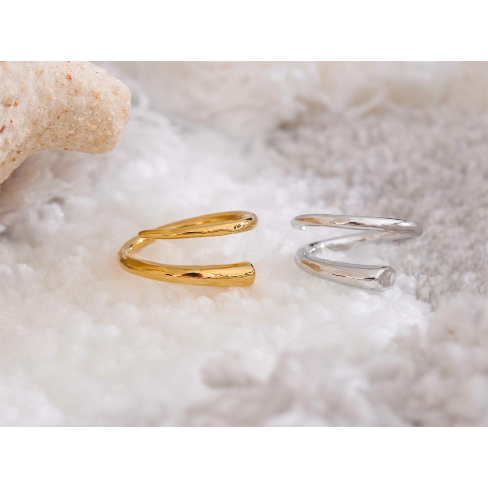 Yhpup Minimalist 316L Stainless Steel Metal Fashion Ring Chic Classic Stylish 18k Gold PVD Plated Finger Jewelry Bijoux Gift