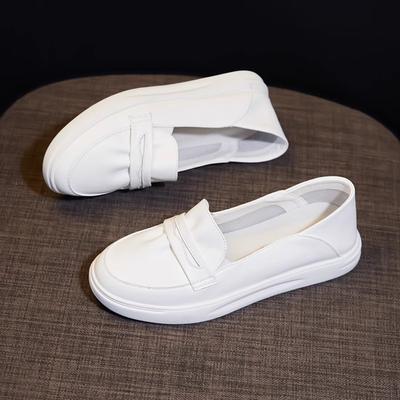Cowhide Little White Shoes Women's Shallow Mouth Flat Bottom Leather Nurse Shoes Pregnant Women Single Shoes Students Summer Thin Breathable