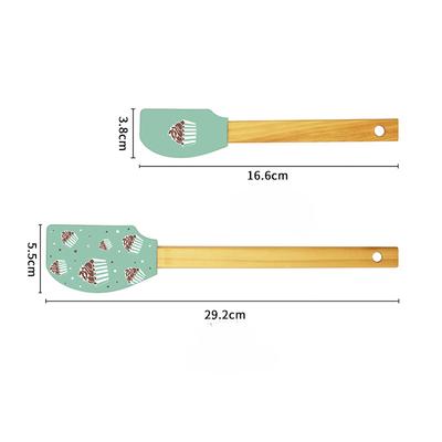 2pcs Spatulas Wooden Handle  Spatula Baking Spatula Cream Cooking Heat Resistant Kitchen Utensils Scrape Decorator Translucent