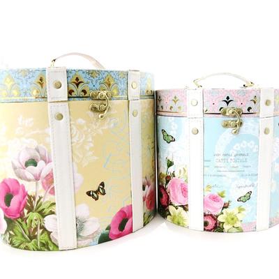 [I6277] - Set of 2 Suitcases 'Botanical Garden' Tutti Frutti Pastel