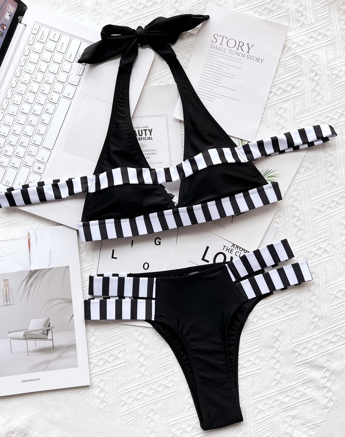 

Бикини, сексуальный женский купальник, женские однотонные бандажные стринги, бразильский купальный комплект бикини, пляжная одежда L чёрный