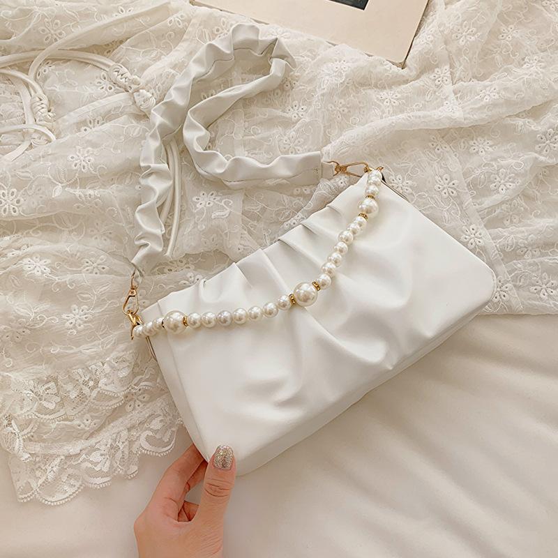 Fashion bag women's 2025 summer new trend pleated small square bag casual foreign style retro single shoulder underarm women's bag