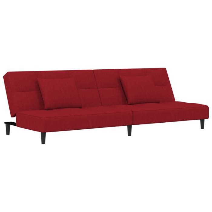VidaXL Canapé-lit à 2 places et deux oreillers Rouge bordeaux Velours 375811