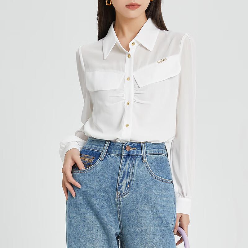 

Women s Chic Chiffon Button-Up Blouse S