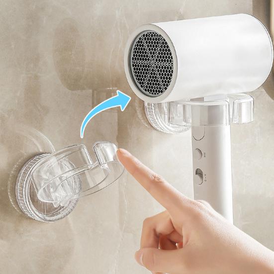 Stojak do przechowywania suszarki do włosów Montaż na przyssawkę Bez wiercenia Otwór w kształcie litery C Duża nośność Stojak na suszarkę do włosów Organizer łazienkowy