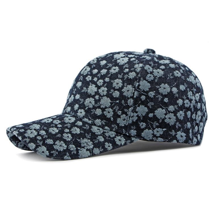 Denim Hat Female Floral Hard Top Baseball Cap