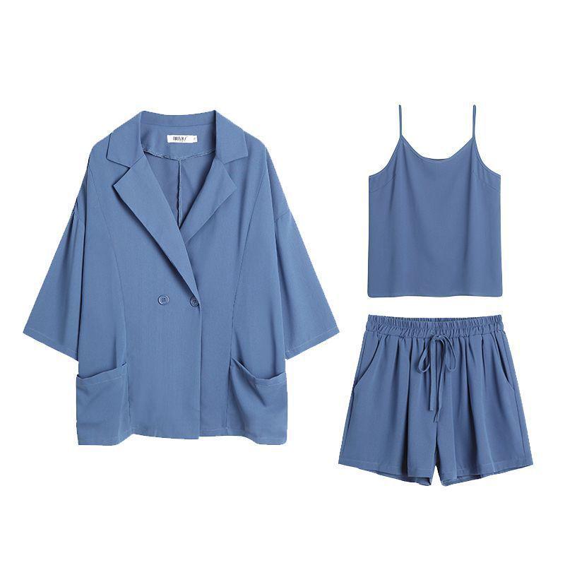 2026 Women's Korean Style 3-Piece Summer Set: Loose Camisole, Shorts & Jacket