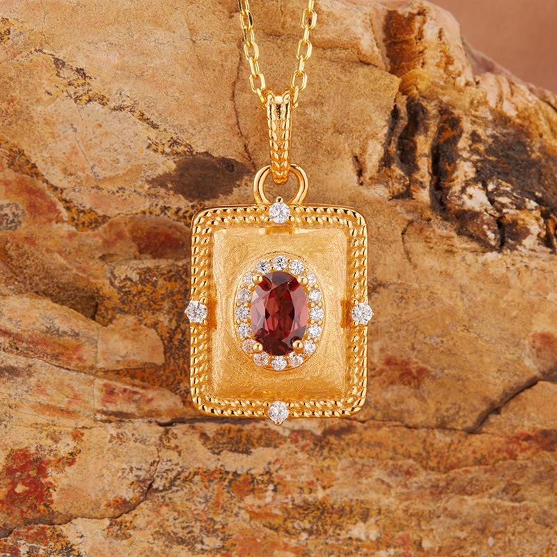 Серебро S925 Винтажное Сахарный Куб Цветное Сокровище Ожерелье Женское Натуральный Танзанит Топаз Перидот Сапфир Ювелирные Изделия