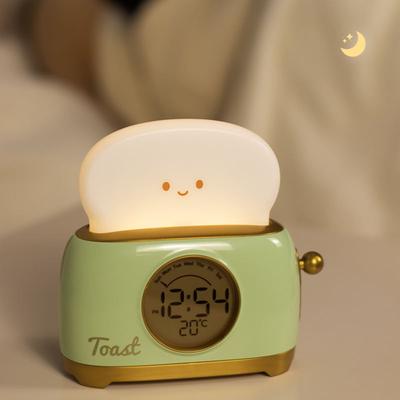 Digital Table Alarm Clock Toaster Lamp LED Night Light Kids Room Touch Control Kawaii Alarm Clock With Light