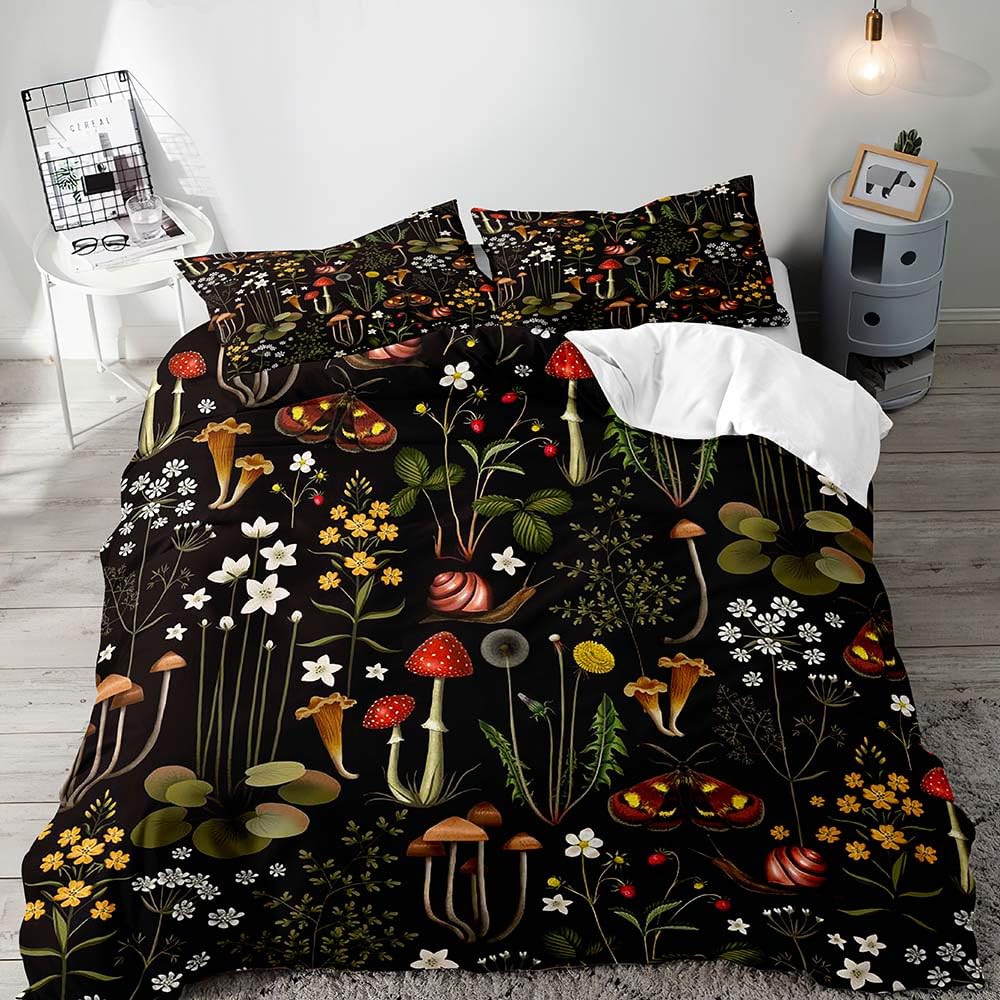 Cartoon Mushrooms Duvet Cover Sets Girls Boys Women Room Decor Kawaii Bedding Cover Set Queen King Single Twin Size No Comforter