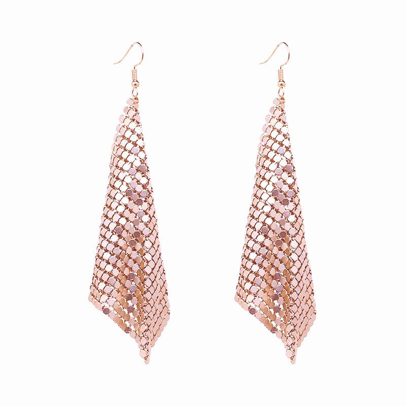 Fashion Metal Sequin Geometric Sheet Long Drop Dangle Earrings For Women Exaggerated Attractive Trendy Female Earrings Zircon