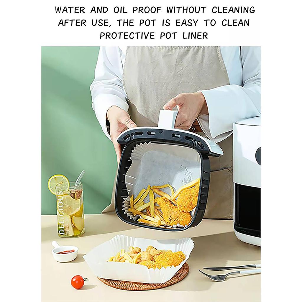  Fryer Square Disposable Paper Liners 50pcs Nonstick Disposable  Fryer Liners 6.3in Square Baking Paper