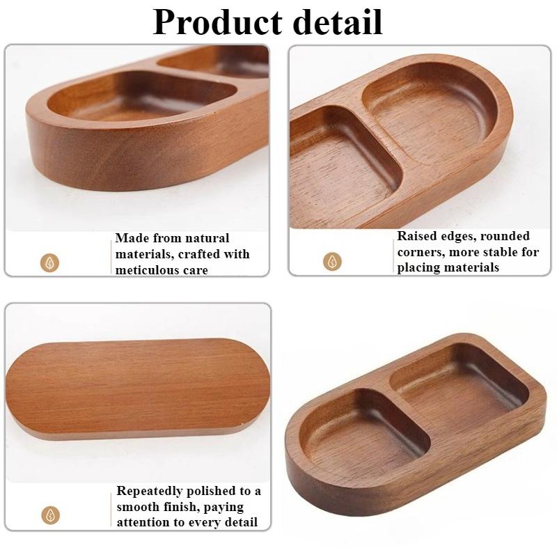 2/3 Grid Wooden Seasoning Dish Rectangle Tray Condiment Plate Breakfast Food Sushi Bread Dessert Sauce Plate Kitchen Dinner Dish