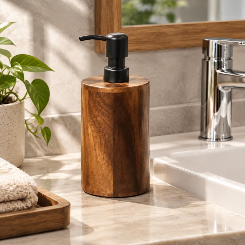 Press Type Shampoo Container Wood Shower Gel Bottle Hand Sanitizer Bottle Home