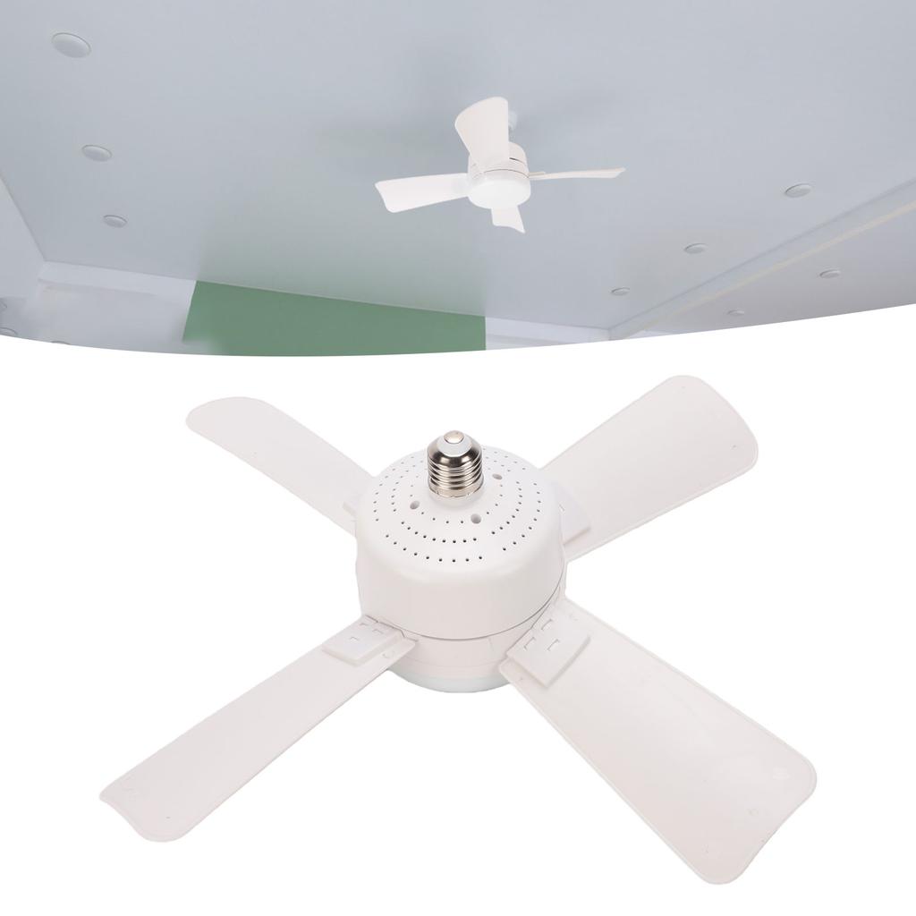 LED Socket Ceiling Fan Light Dimmable Ceiling Fan with Remote Control E27 Base for Living Room White