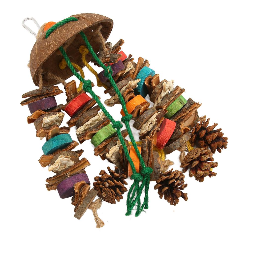 Vogel Papegaai Kooi Speelgoed Kokosnootschil Kleurrijke Houten Blokken Vogel Kauwspeelgoed voor Grote Middelgrote Papegaai Vogels