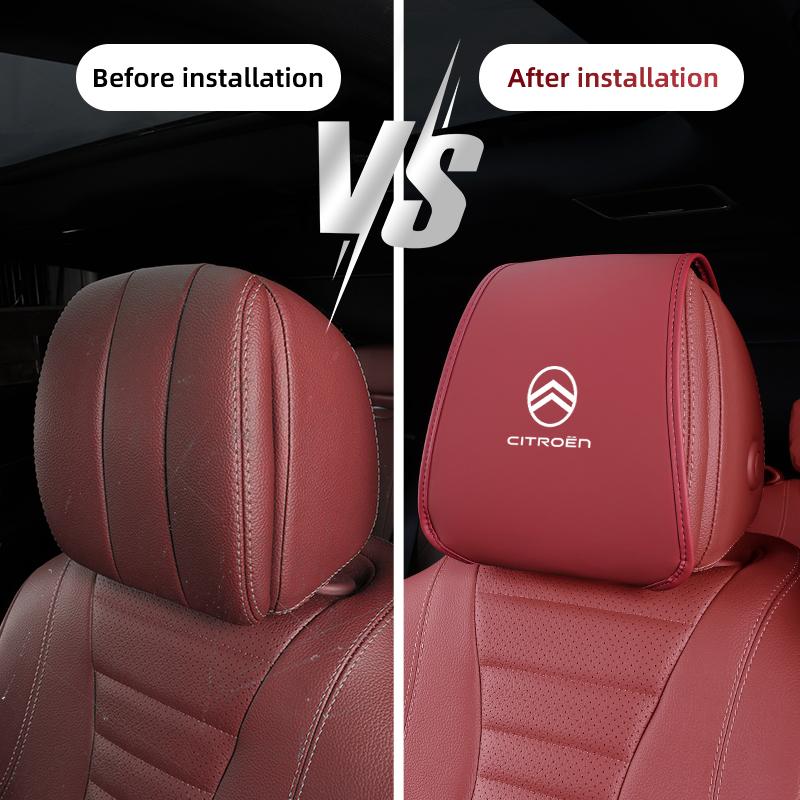 Citroen Car Pillowcase Car Supplies Leather Headrest Cover For Citroen C4 C3 C2 C1 Berlingo Picasso Anti Fouling Decoration Mat aks256