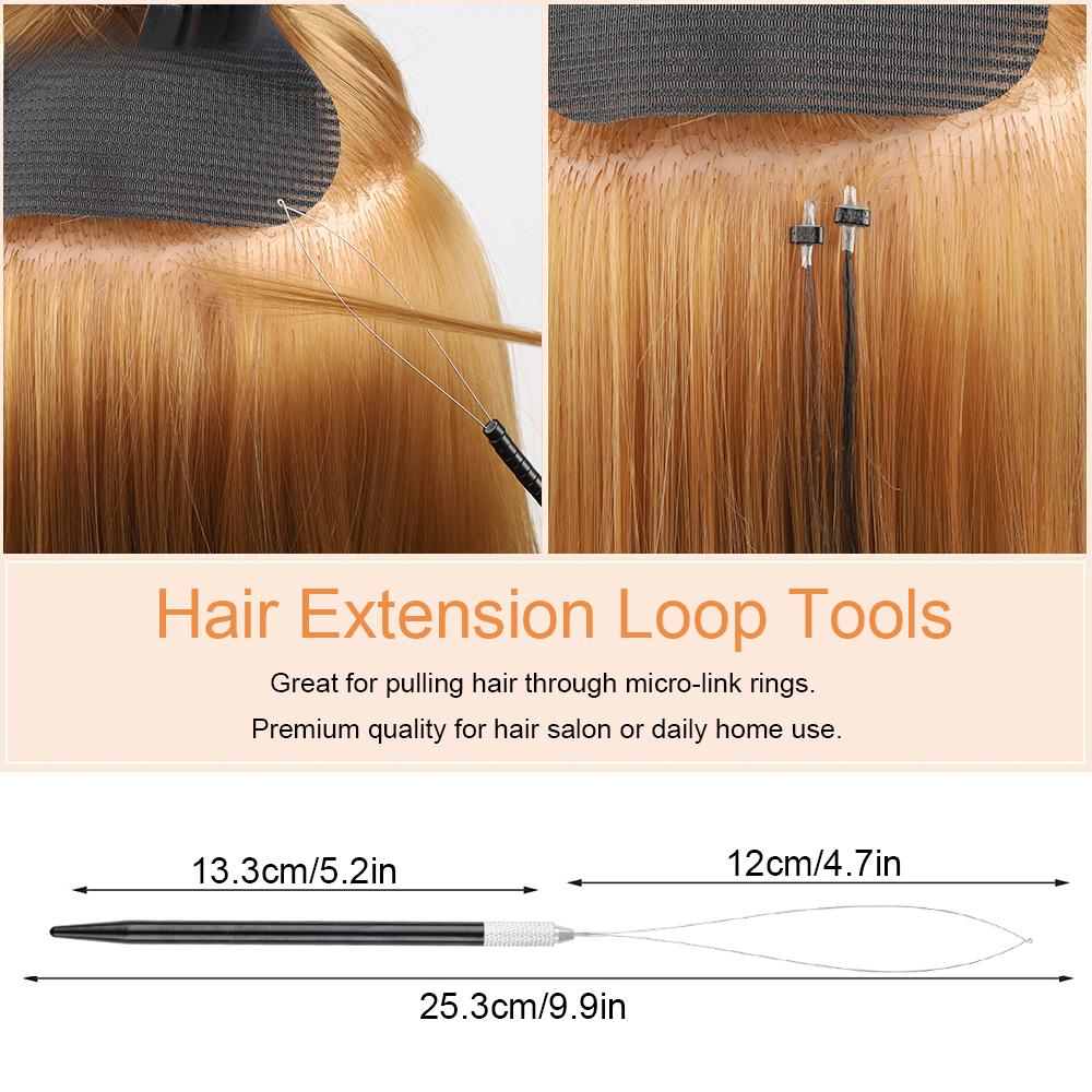 GlamorDove Hair Extension Pliers Kit 2 Holes Beading Pliers and Metal Hair Clips Micro Ring Needle Pulling Hook Hair Threader