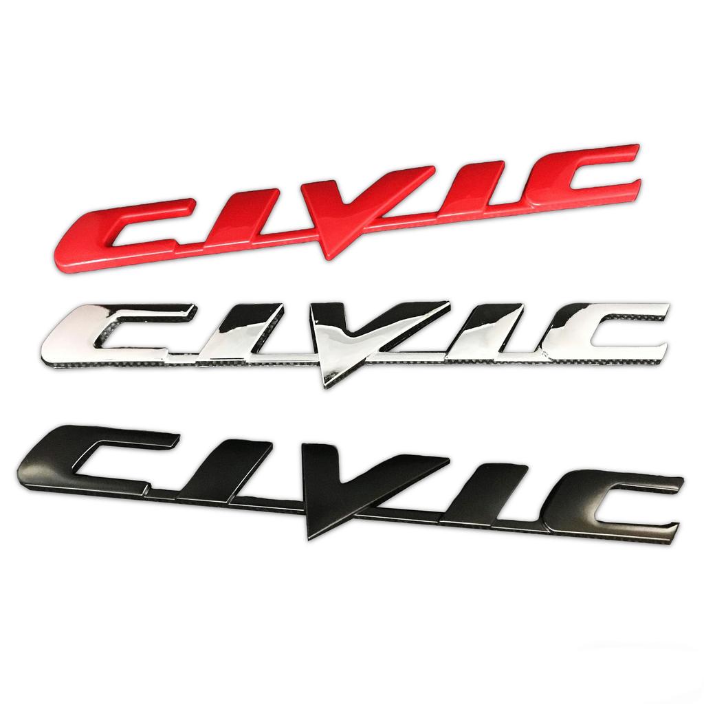 3D Metal CIVIC Logo Letters Car Trunk Emblem Fender Badge Decal Sticker For Honda Civic Fender Trunk Badge Exterior Accessories