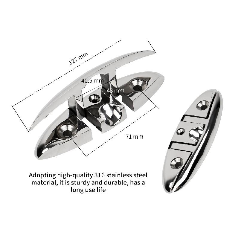 5"6“8” 316 Stainless Steel Boat Mount Folding Flip Up Cleat Marine Mooring Folding Cleat Boat Accessories Mooring Cleat Parts