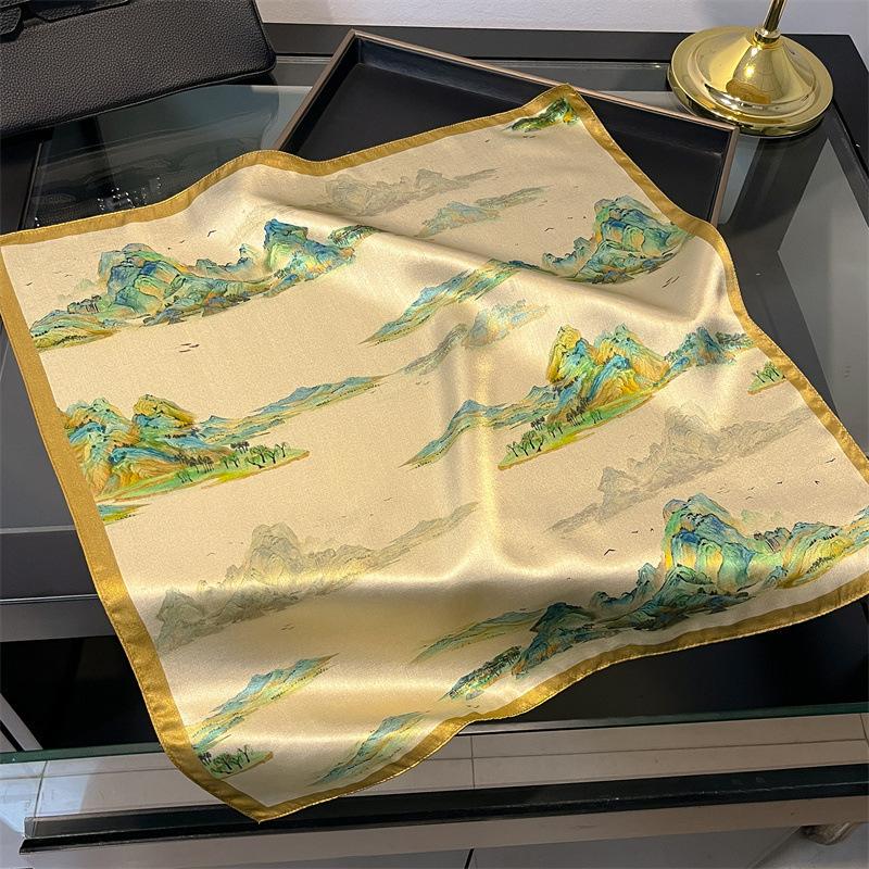 New 100% Natural Real Silk Scarf Women Bandana Square Scarves Wrap Kerchief Mulberry Fashion Luxury High Quality Hijab For Lady
