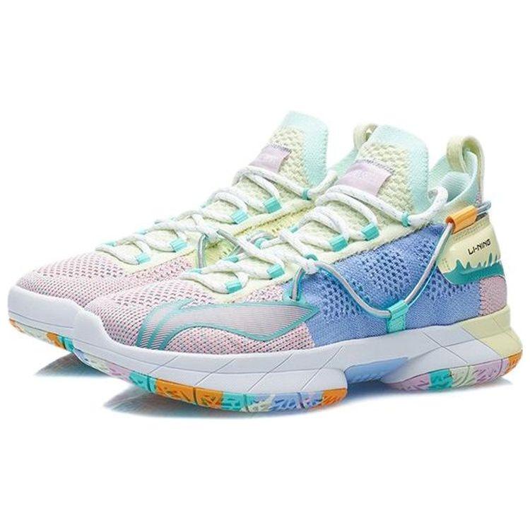 Li Ning Youth Flash 6 Trendy Comfortable Durable Breathable Mid-Top Basketball Shoes Kids Basketball Shoes Fluorescent-Jade-Green YKBR024-5