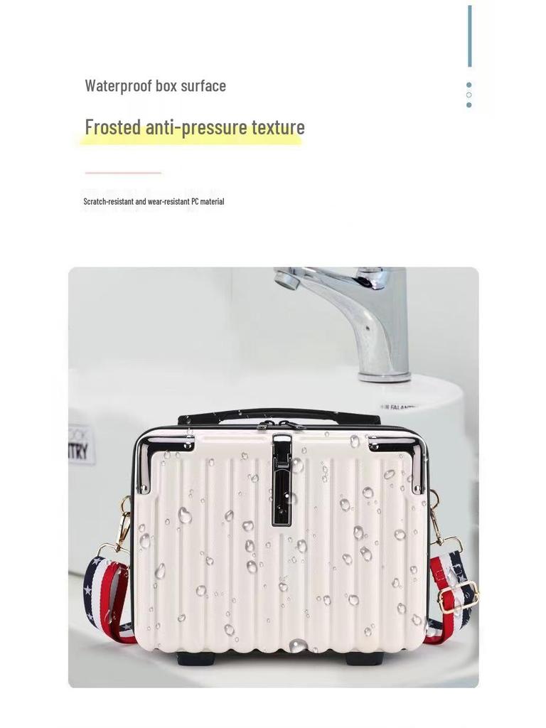 Neuer tragbarer Hartschalen-3D-Make-up-Koffer mit Schultergurt - Handheld Crossbody Reiseaufbewahrungstasche, Schüler kleiner Koffer