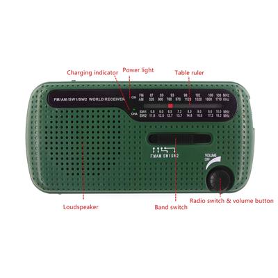 Emergency Radio Hand Crank Solar Radio 1200mAh Rechargeable Portable Power Bank LED Flashlight AM /