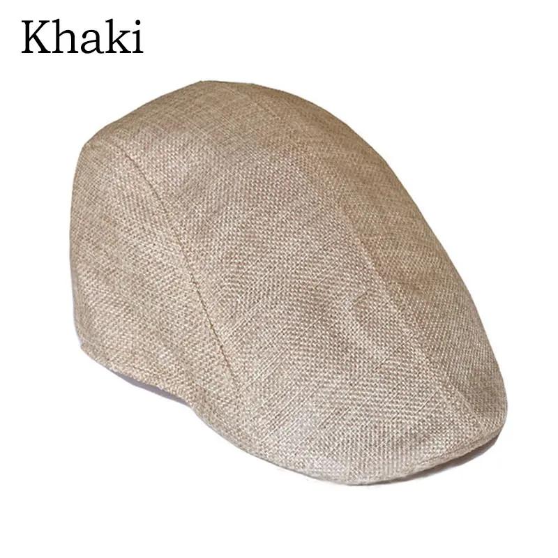Men Berets Cap British Autumn Summer Linen Hats Flat Caps Classic Vintage Gatsby Cabbie Cap Chapeau Homme