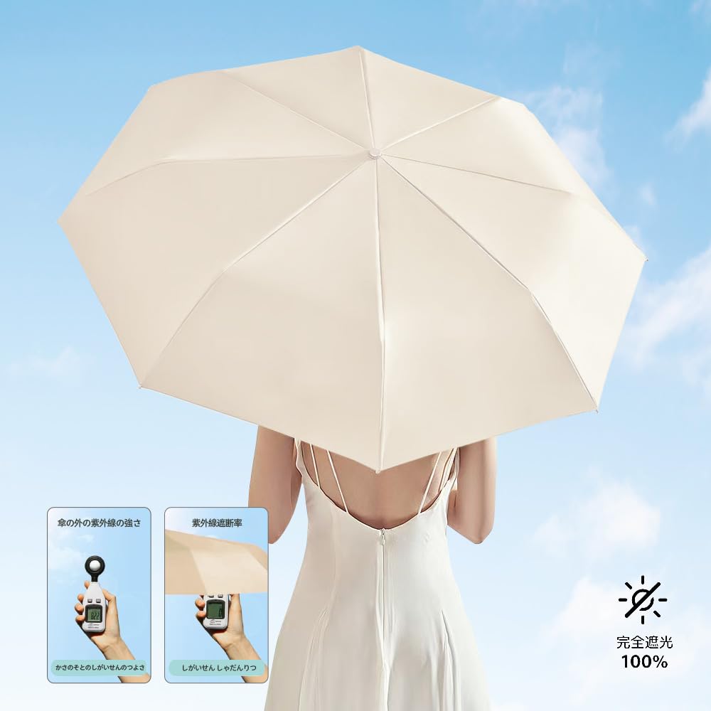 VoloEco Folding Light and Heat Suitable for Rain or Ultra Sun Perfect for Day or Day Parasol, Blocking, Shine, Lightweight, Compact, Portable,