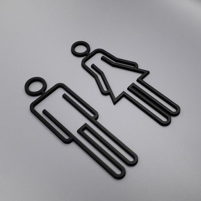Acrylic Toilet Symbol Adhesive Backed Bathroom Toilet Door Sign for Hotel,Office,Home,Restaurant