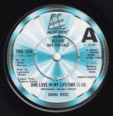 7-Zoll Schallplatte DIANA ROSS - One Love In My Lifetime TMG1056PROMO Motown 1976 UK Soul/Funk Gebraucht