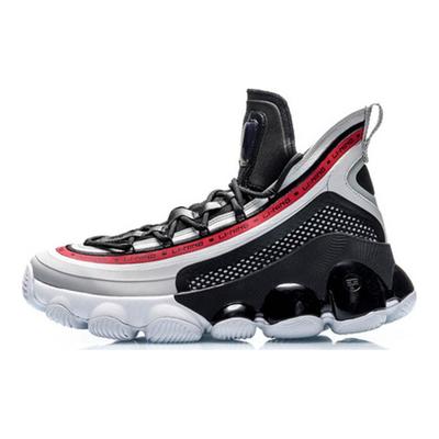 Li Ning Casual Cushioning Slip Resistant Abrasion Resistant High Top Basketball Shoes Men's Black Red AGBP127-5
