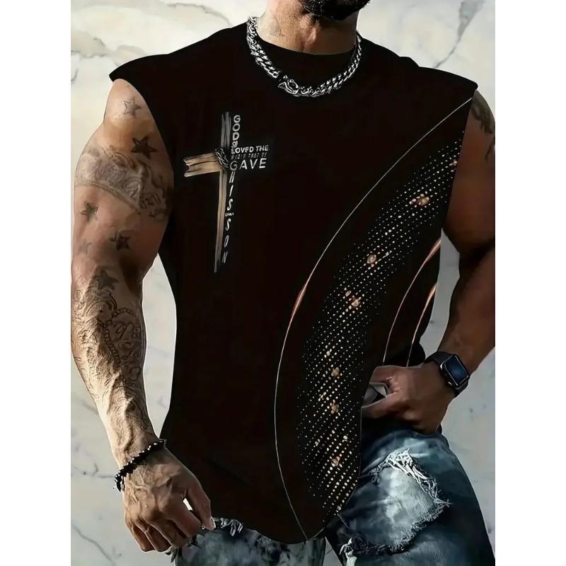 Summer men's sleeveless vest, with printed design, lightweight and breathable, suitable for beach leisure and vacation, machine washable
