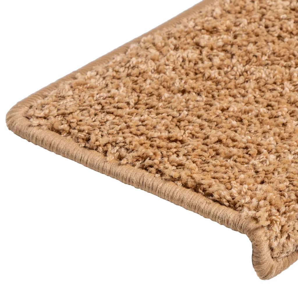 Vidaxl Maty Na Schody 15 Szt. 65X21X4 Cm Beżowe, Prostokątne Krawędzie