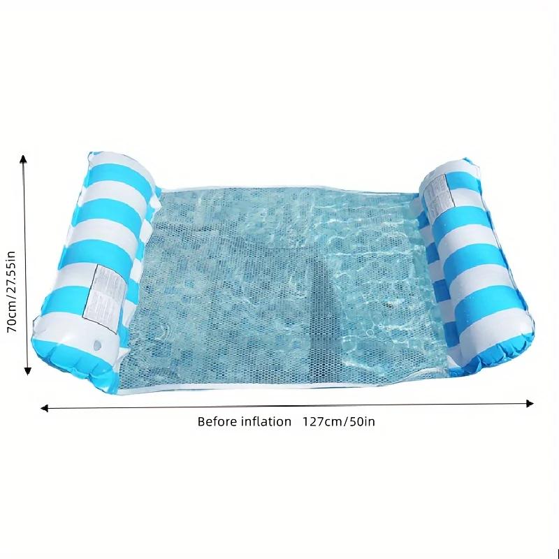 1PC Inflatable Water Hammock with Mesh Outdoor Foldable Striped Floating Bed Pool Lounge Chair for Beach Fun